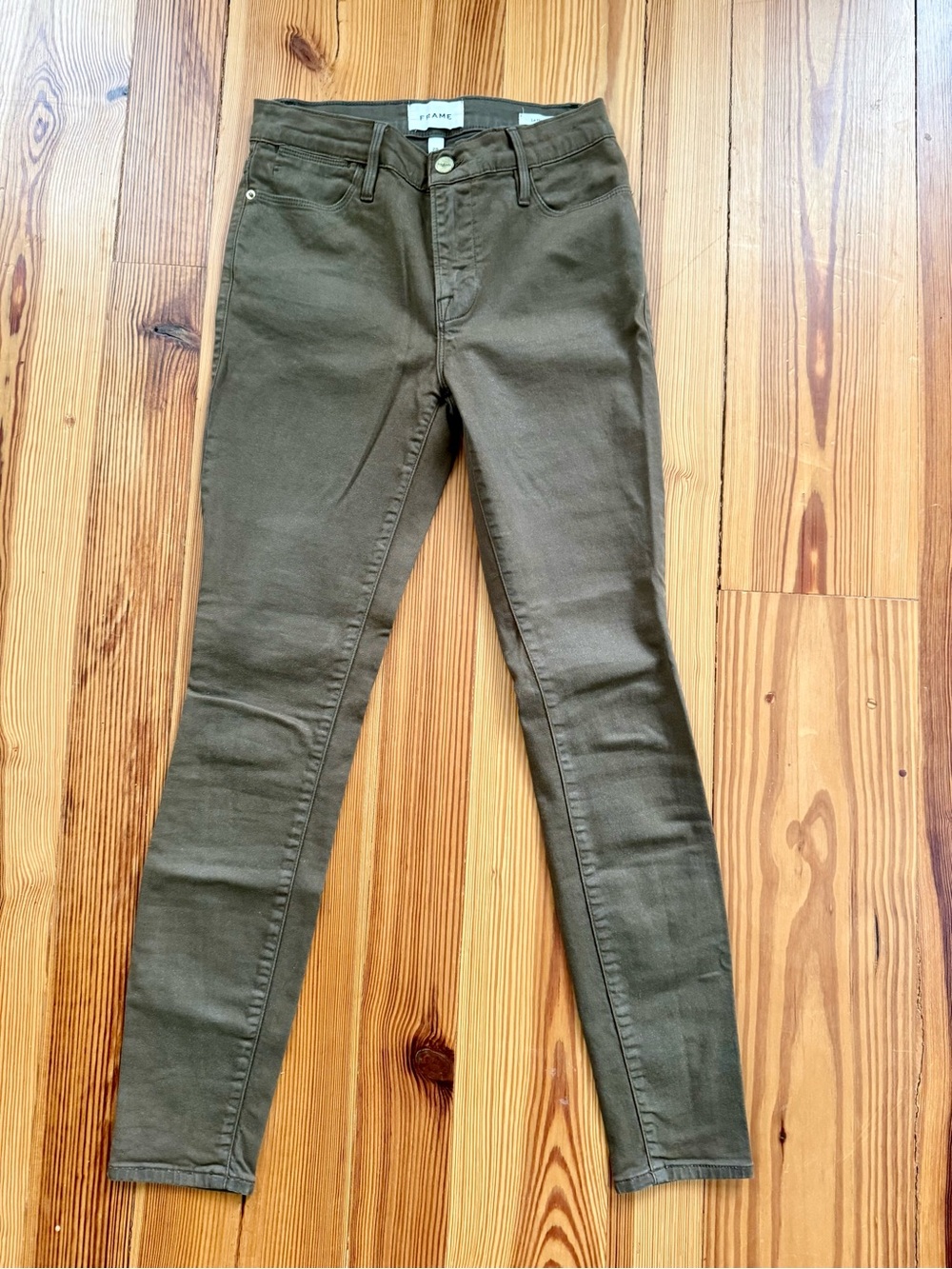 Frame Denim Olive Green Skinny Jeans